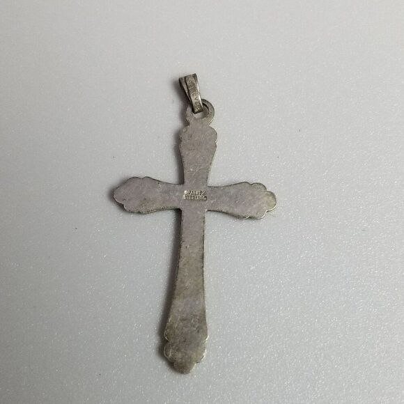 Vintage Sterling Silver Cross Pendant, Signed, Religious, Estate, Charm - Picture 7 of 10